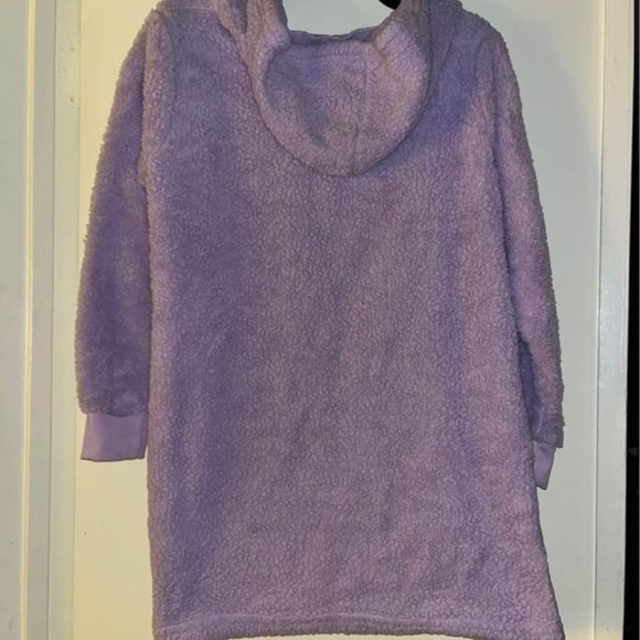 Purple Open Front Hooded Sweater - Picture 2 of 7